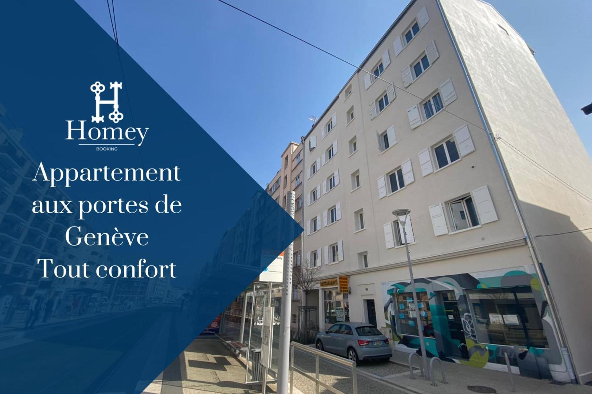 Homey Keola - Parking Prive Gratuit - Aux Portes De Geneve - Au Pied Du Tram - Appartement Avec 1 Chambre Et Un Grand Salon Avec Un Canape-Lit Ambilly Exterior photo